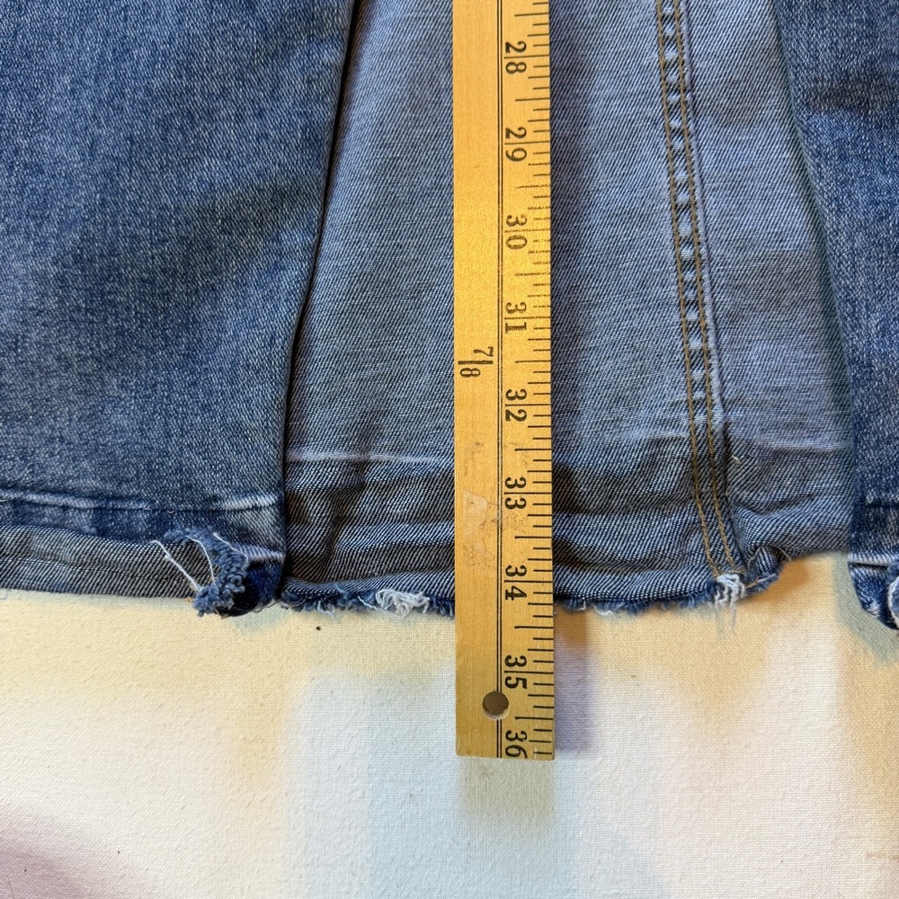 ThCreasa Denim Maxi‎ Skirt Women's Size XS Stretch Medium Blue Distressed Wash - Picture 9 of 9